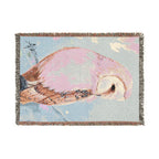 Barn Owl Woven Blanket "With Confidence" | Nature Illustration, Tapestry Throw