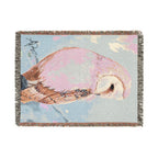 Barn Owl Woven Blanket "With Confidence" | Nature Illustration, Tapestry Throw