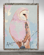 Barn Owl Woven Blanket "With Confidence" | Nature Illustration, Tapestry Throw