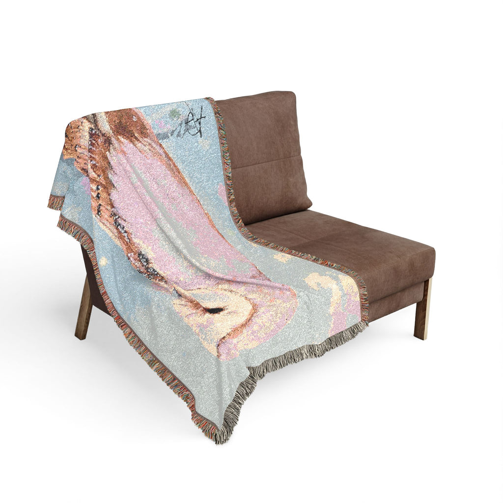 Barn Owl Woven Blanket "With Confidence" | Nature Illustration, Tapestry Throw