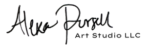 Logo of Alexa Pursell Art Studio LLC with a signature style text on a white background